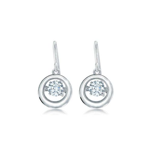Sterling Silver Modern Earrings with Dancing CZ center - D-E20
